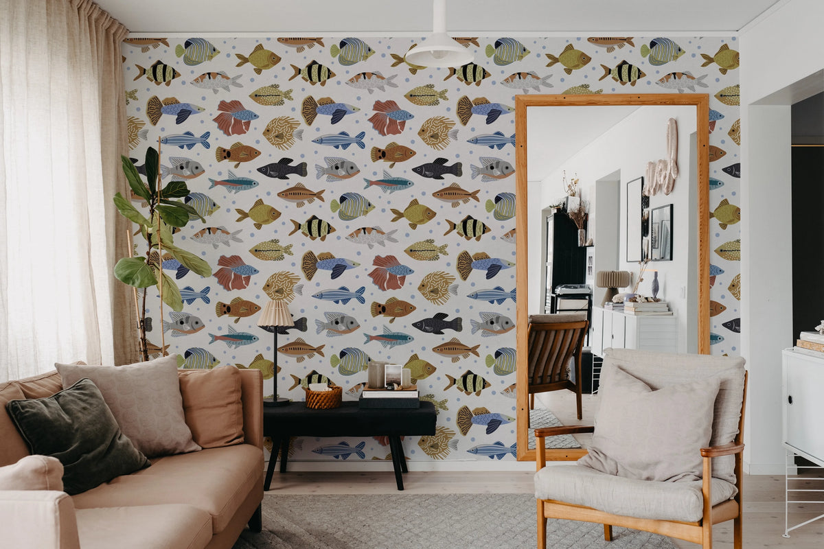 Fish Shoal, Sand Mural Wallpaper - room preview 03