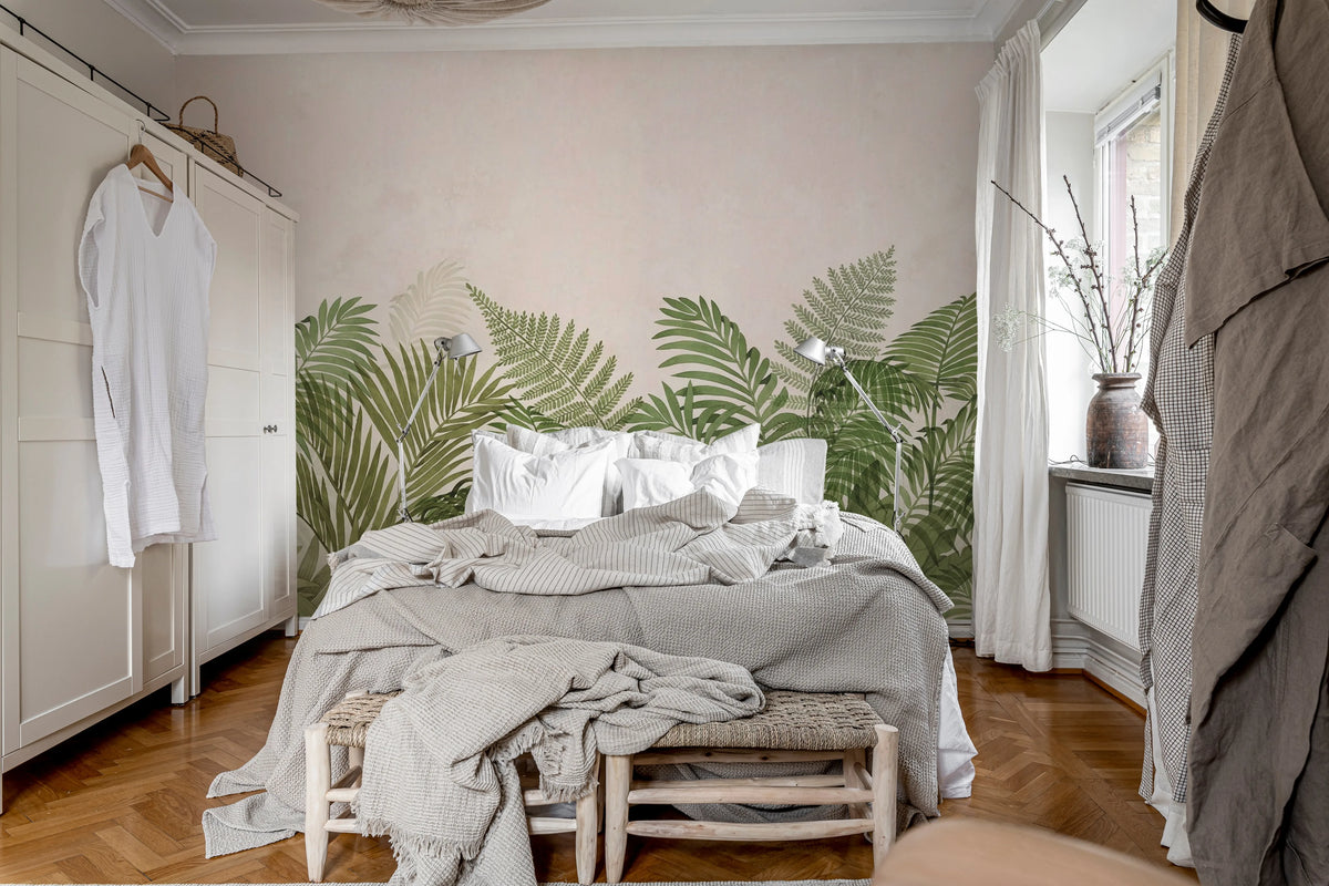 Tropical Serenity, Green Mural Wallpaper - room preview 03