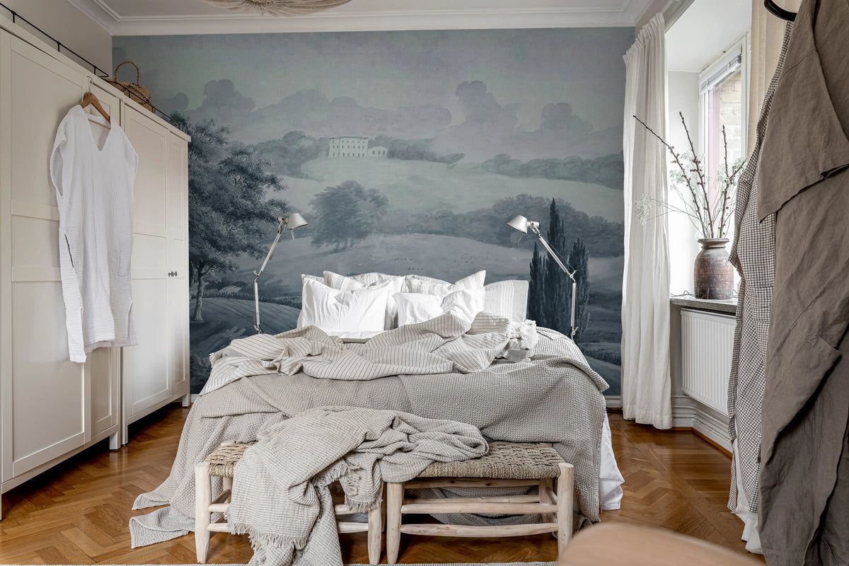 Hilltop House, Blue Mural Wallpaper - room preview 03
