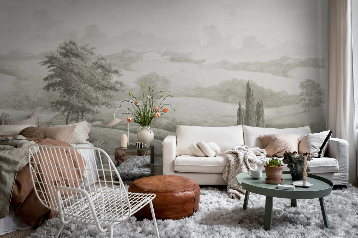 Hilltop House, Beige Mural Wallpaper - room preview 03