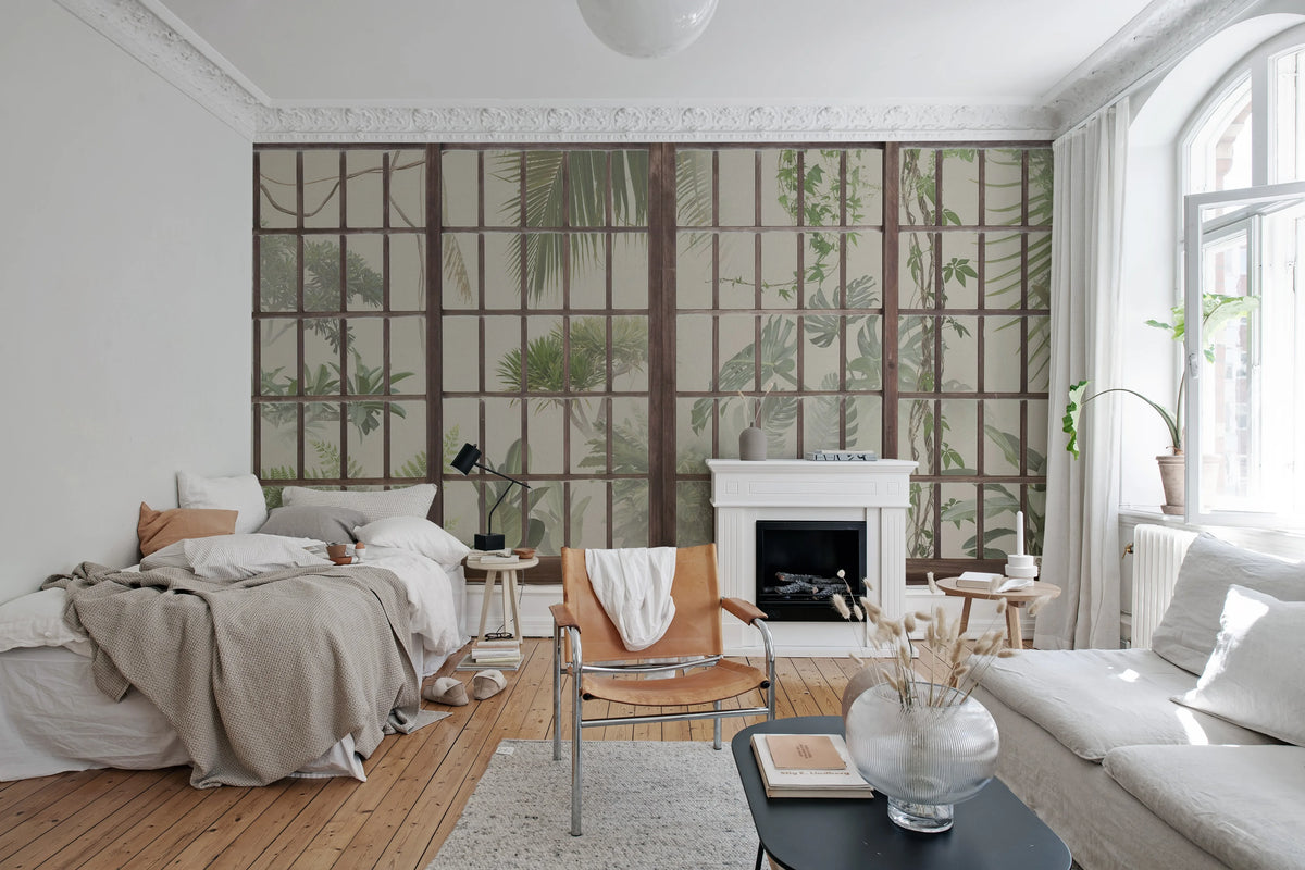 Window View, Beige Mural Wallpaper - room preview 03
