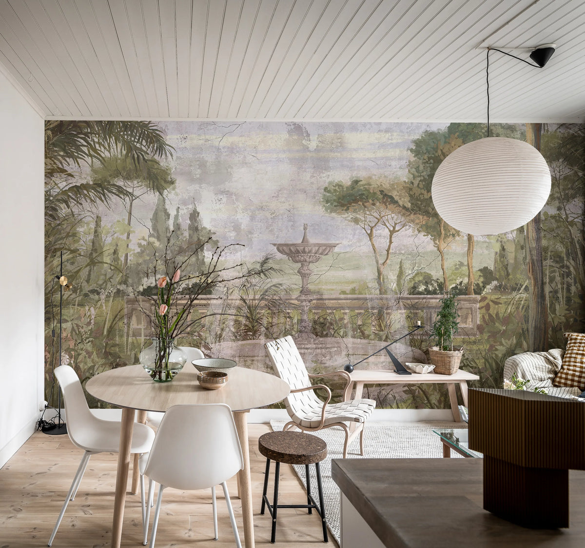 Fountain Garden, Green Mural Wallpaper - room preview 03