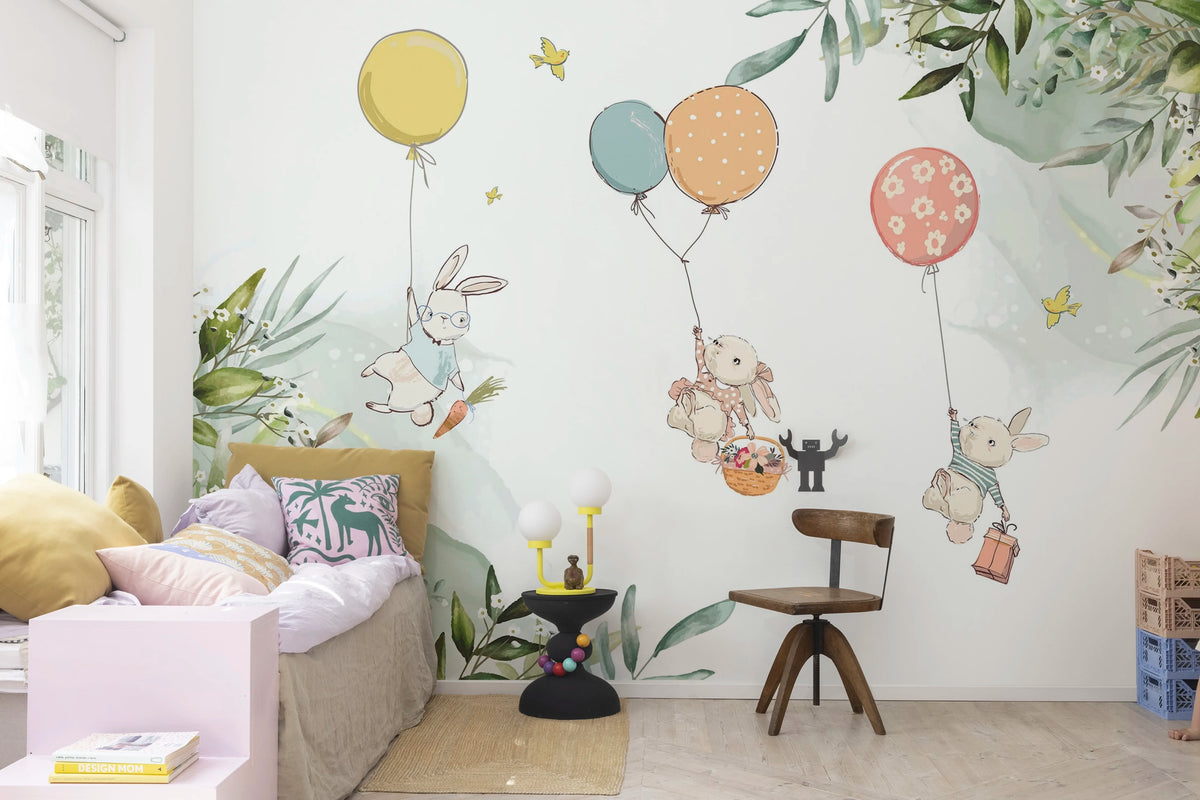 Balloon Adventure, Pastel Mural Wallpaper - room preview 03