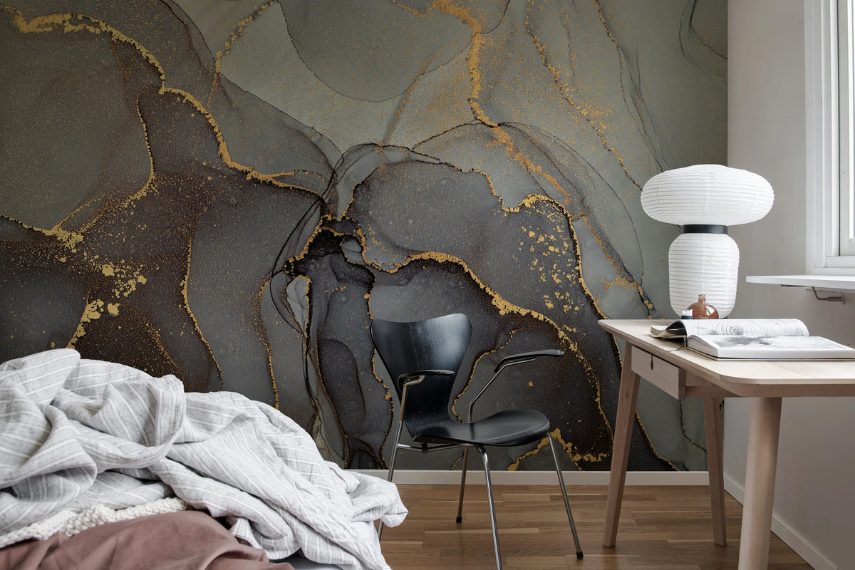 Onyx, Black Mural Wallpaper - room preview 03