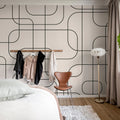 Graphic Lines, Beige Mural Wallpaper - room preview 03