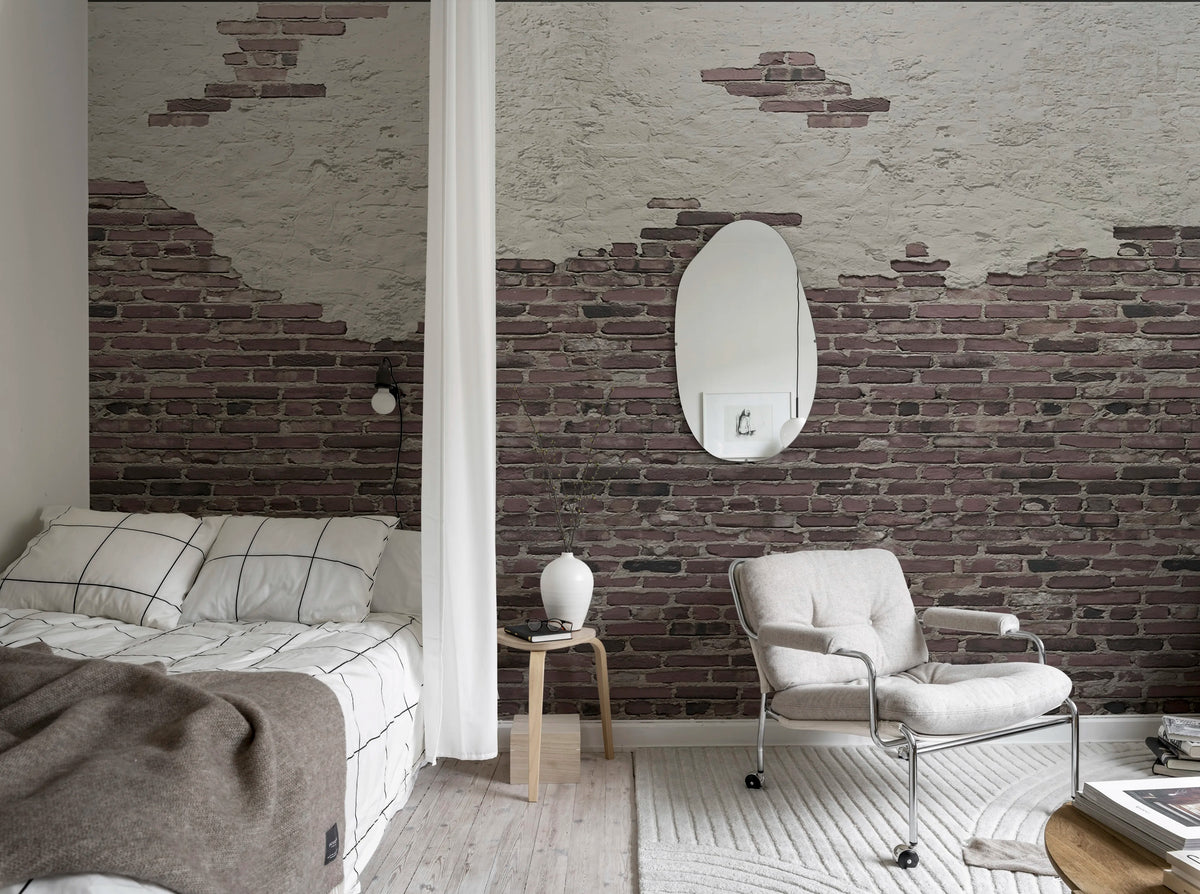 Ivory Bricks, Red Mural Wallpaper - room preview 03