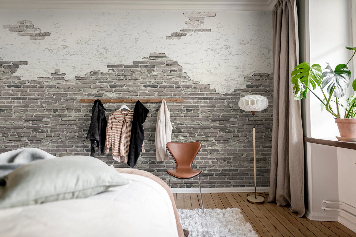 Ivory Bricks, Soft Mural Wallpaper - room preview 03