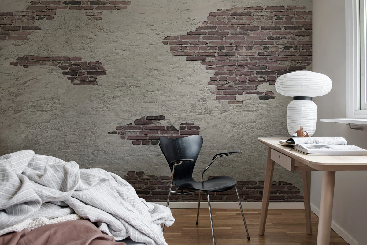 Ivory Bricks, Plaster Mural Wallpaper - room preview 03