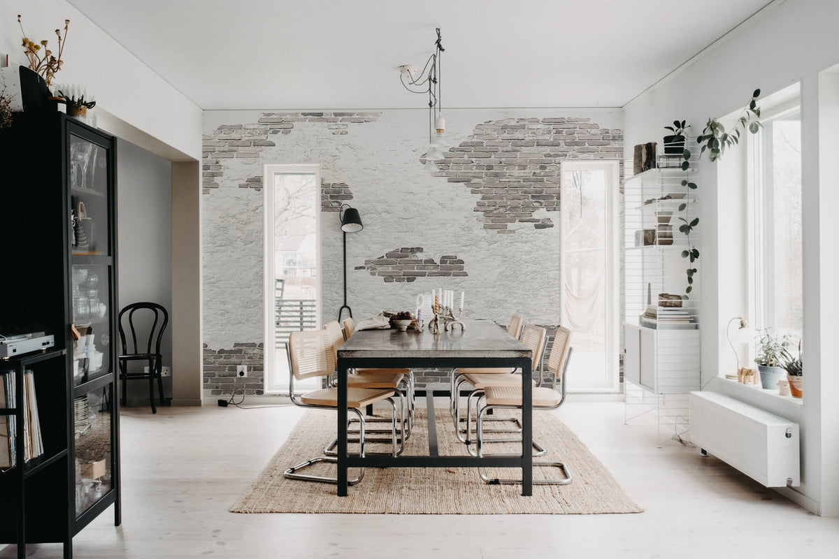 Ivory Bricks, Soft Plaster Mural Wallpaper - room preview 03