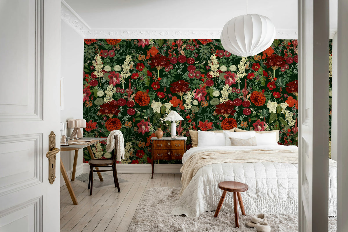 Wintergarden, Red Mural Wallpaper - room preview 03
