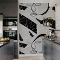 Lined Faces, Graphite Mural Wallpaper - room preview 03