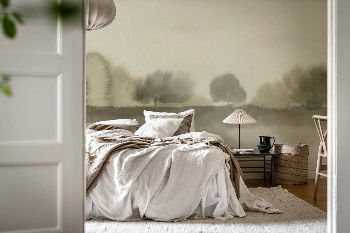 Stormy Forest, Beige Mural Wallpaper - room preview 03
