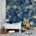 Mystic Water Lilies, Blue Mural Wallpaper - room preview 03