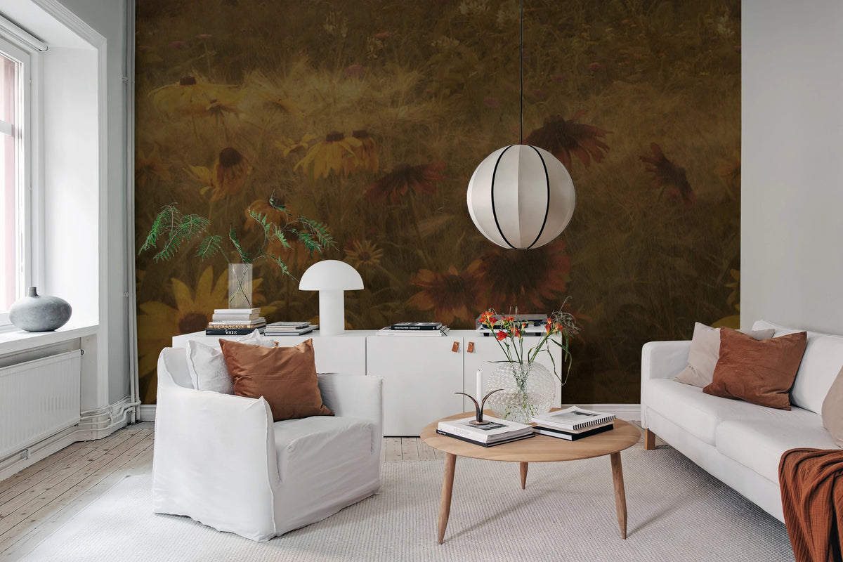 Dreamy Rudbeckia, Vintage Mural Wallpaper - room preview 03