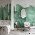 Watercolor City, Green Mural Wallpaper - room preview 03