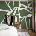 Bold Mosaic, Moss Green Mural Wallpaper - room preview 03