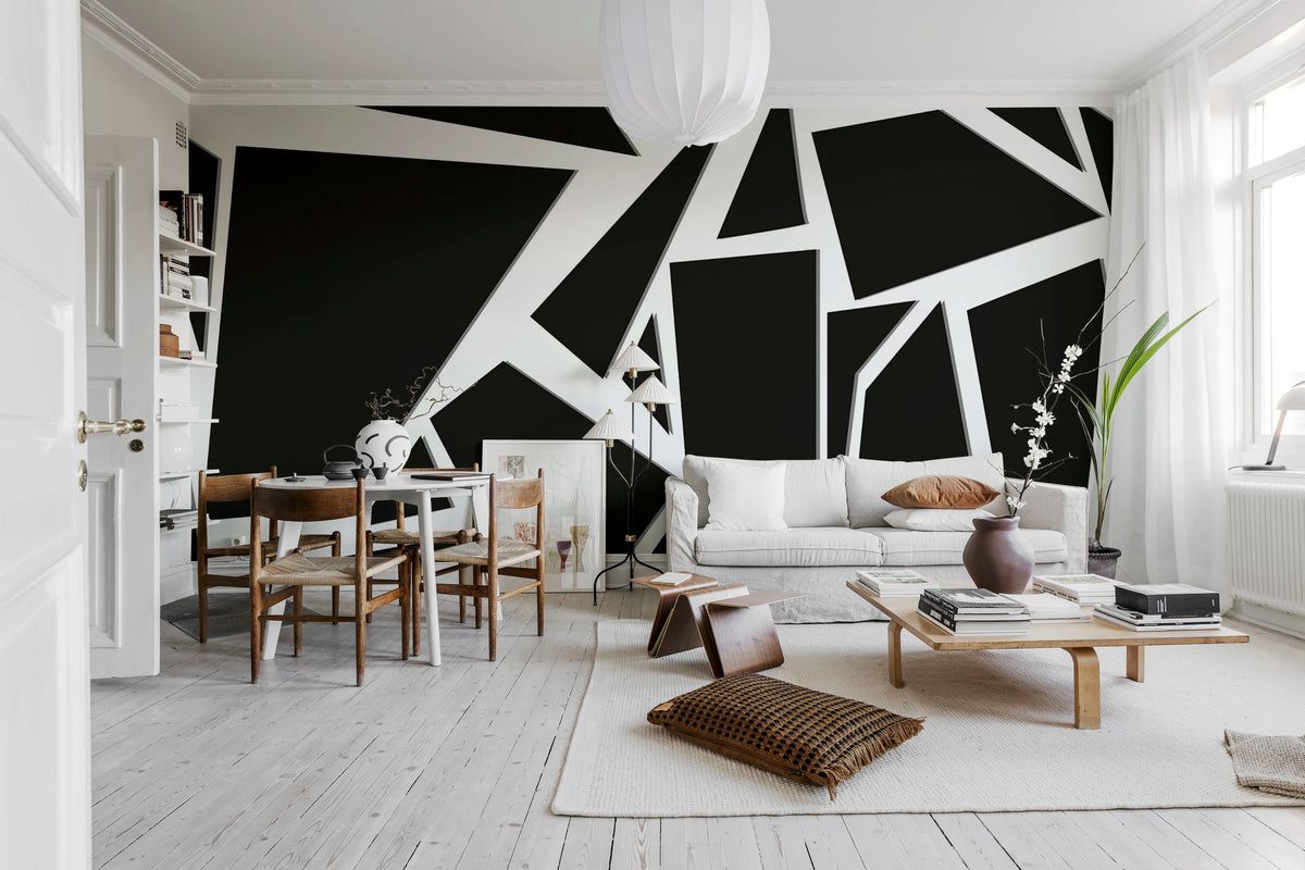 Bold Mosaic, Graphite Mural Wallpaper - room preview 03