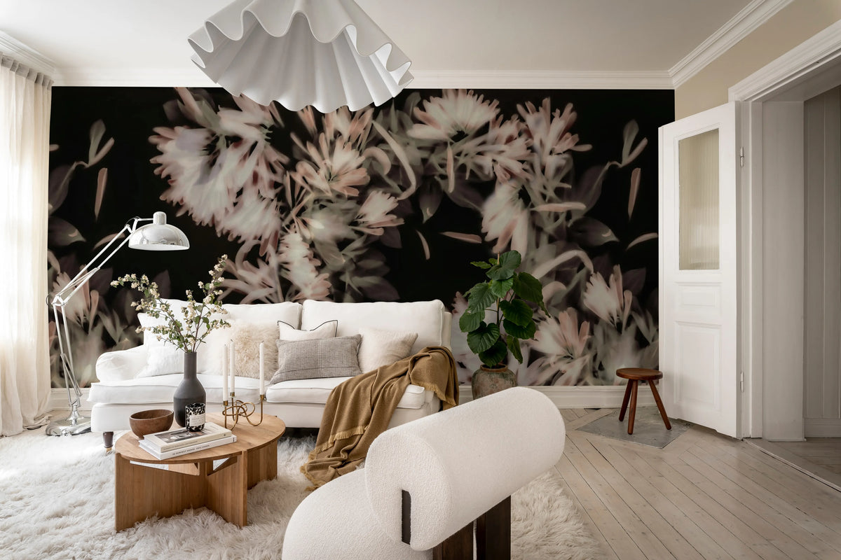 Blurry Honeysuckle, Dark Mural Wallpaper - room preview 03