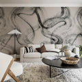 Blurry Stripes, Black & White Mural Wallpaper - room preview 03