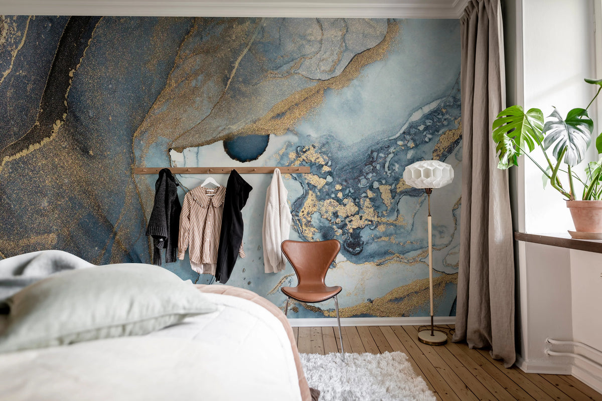 Agate Crystal, Blue Mural Wallpaper - room preview 03