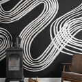 Ink Stripes, Black Mural Wallpaper - room preview 03