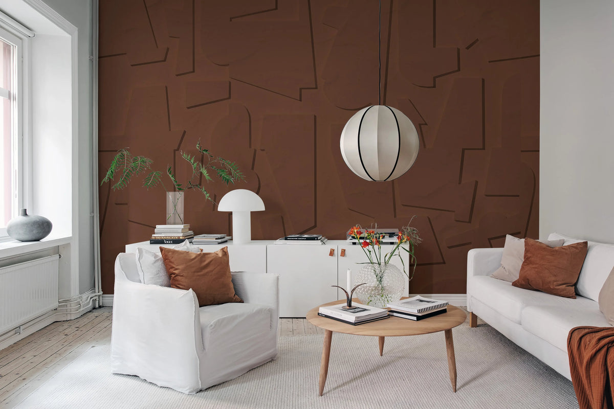 Abstract Wood, Rust Mural Wallpaper - room preview 03