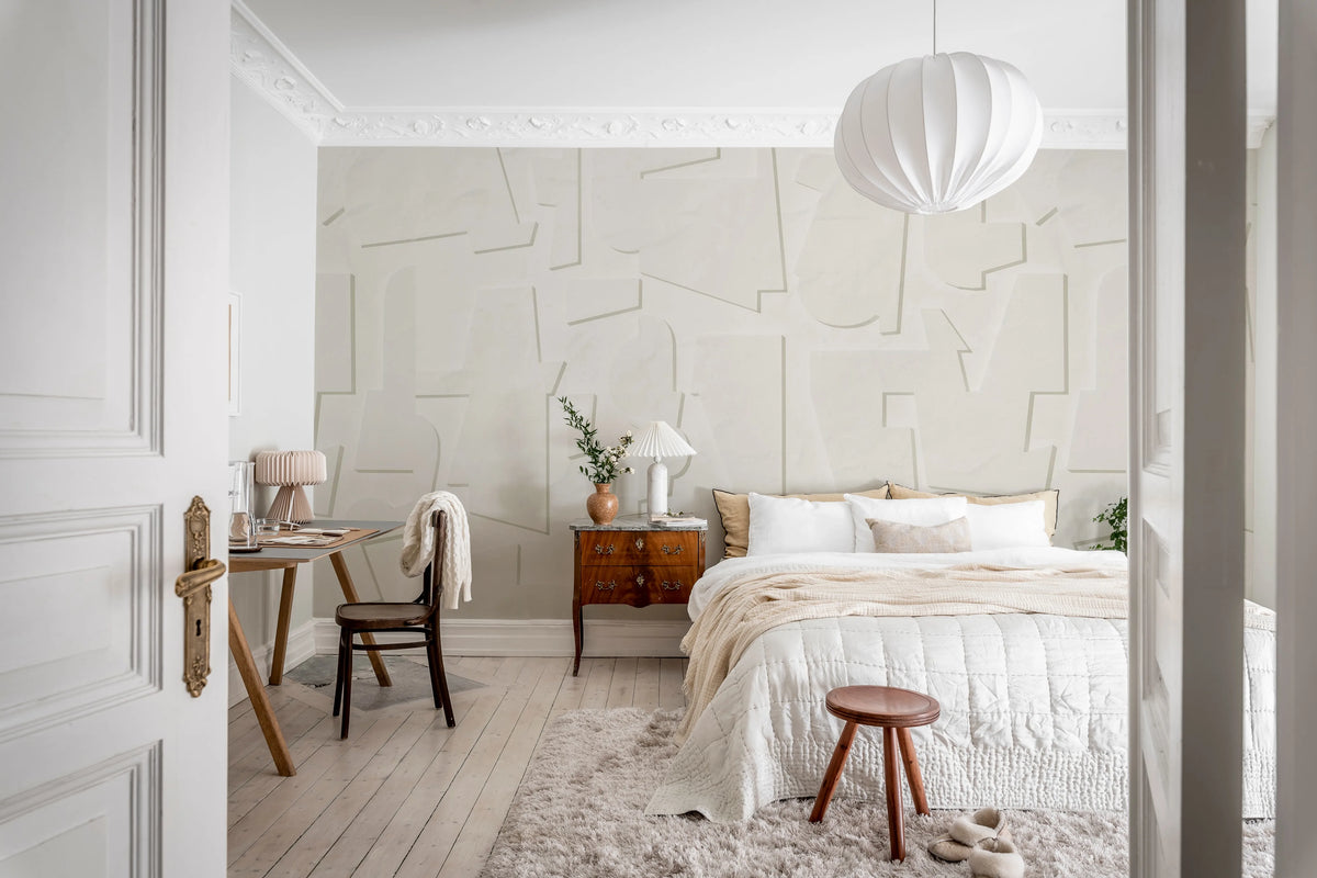 Abstract Wood, White Mural Wallpaper - room preview 03