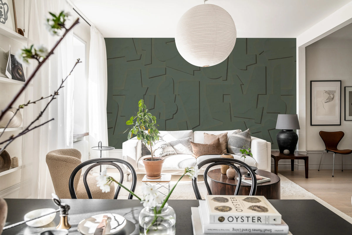 Abstract Wood, Green Mural Wallpaper - room preview 03