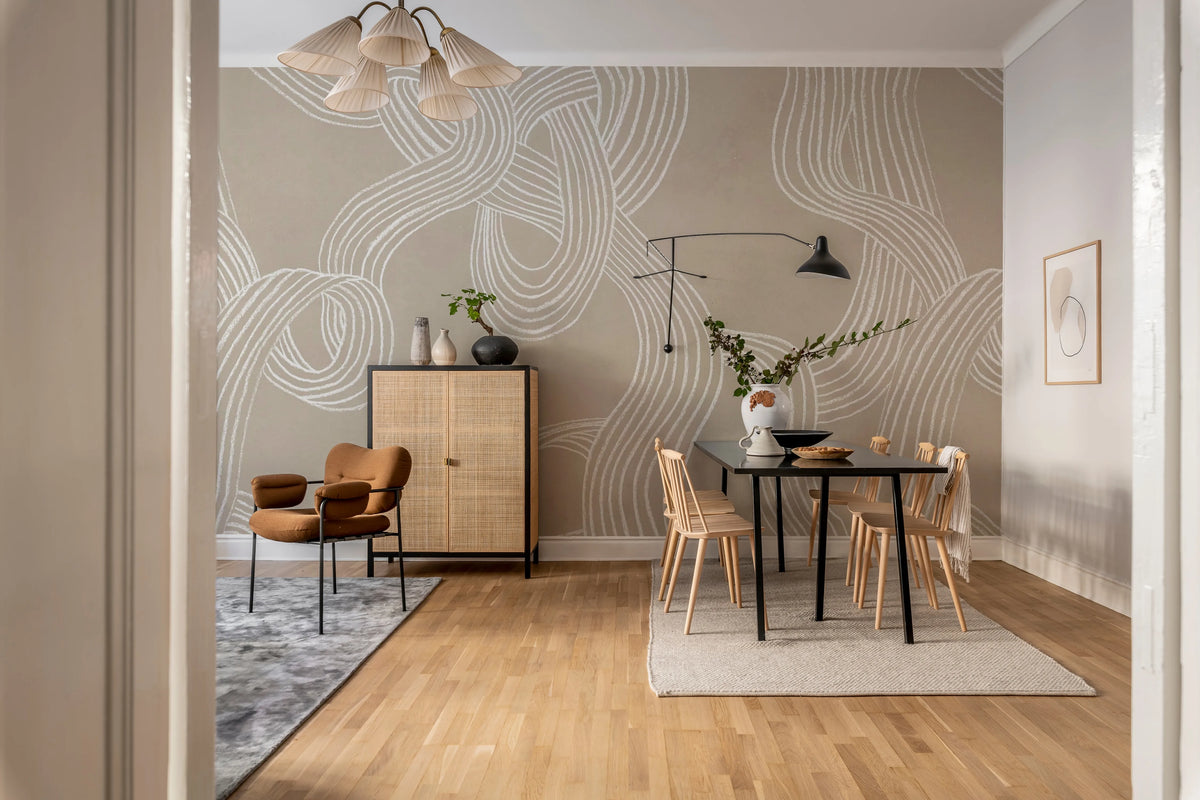 Stripes Repeatable, Beige Mural Wallpaper - room preview 03