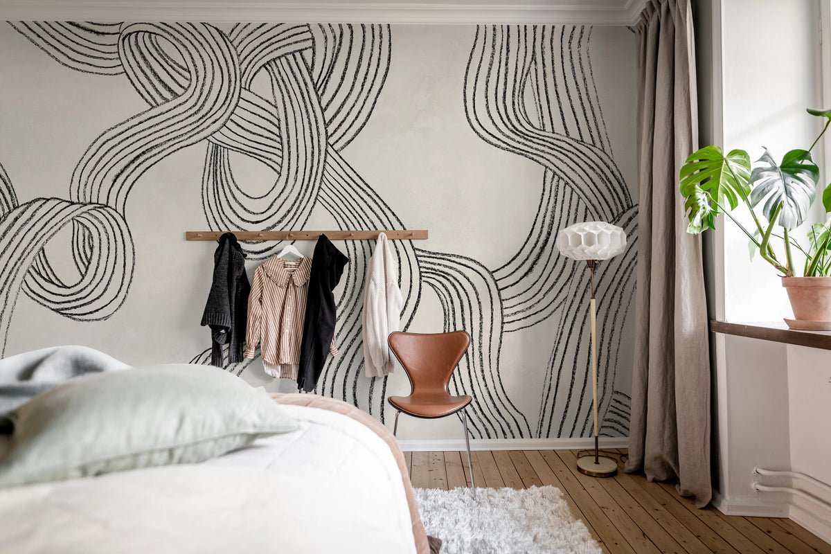 Stripes Repeatable, Black & White Mural Wallpaper - room preview 03