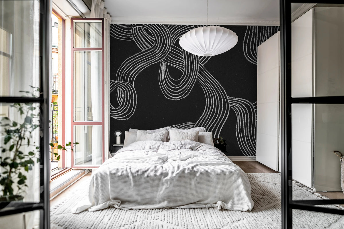 Stripes Repeatable, Black Mural Wallpaper - room preview 03