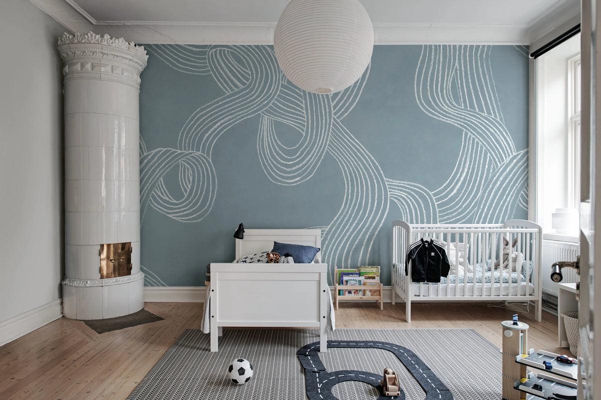 Stripes Repeatable, Blue Mural Wallpaper - room preview 03
