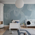 Stripes Repeatable, Blue Mural Wallpaper - room preview 03