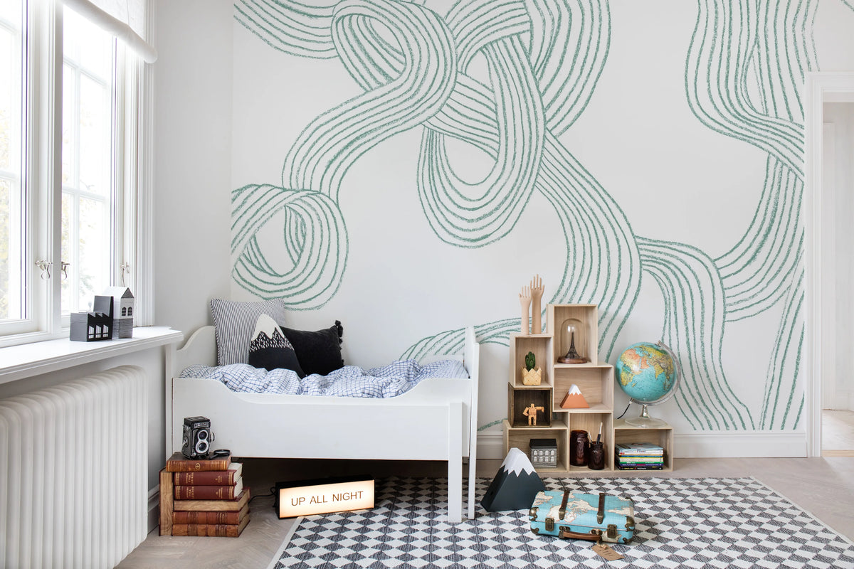 Stripes Repeatable, Mint Mural Wallpaper - room preview 03