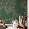 Stripes Repeatable, Green Mural Wallpaper - room preview 03