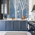 Forest Birds, Blue Mural Wallpaper - room preview 03