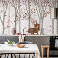 Forest Birds, Pink Mural Wallpaper - room preview 03