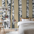 Birch Grove, Beige Mural Wallpaper - room preview 03