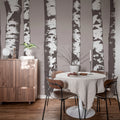 Birch Grove, Gray Mural Wallpaper - room preview 03