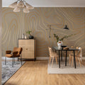 Topographic, Beige Mural Wallpaper - room preview 03