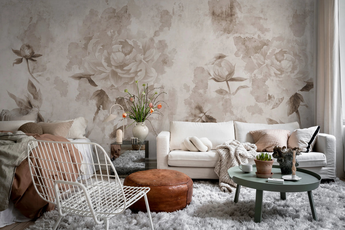 Rose Garden, Gray Mural Wallpaper - room preview 03