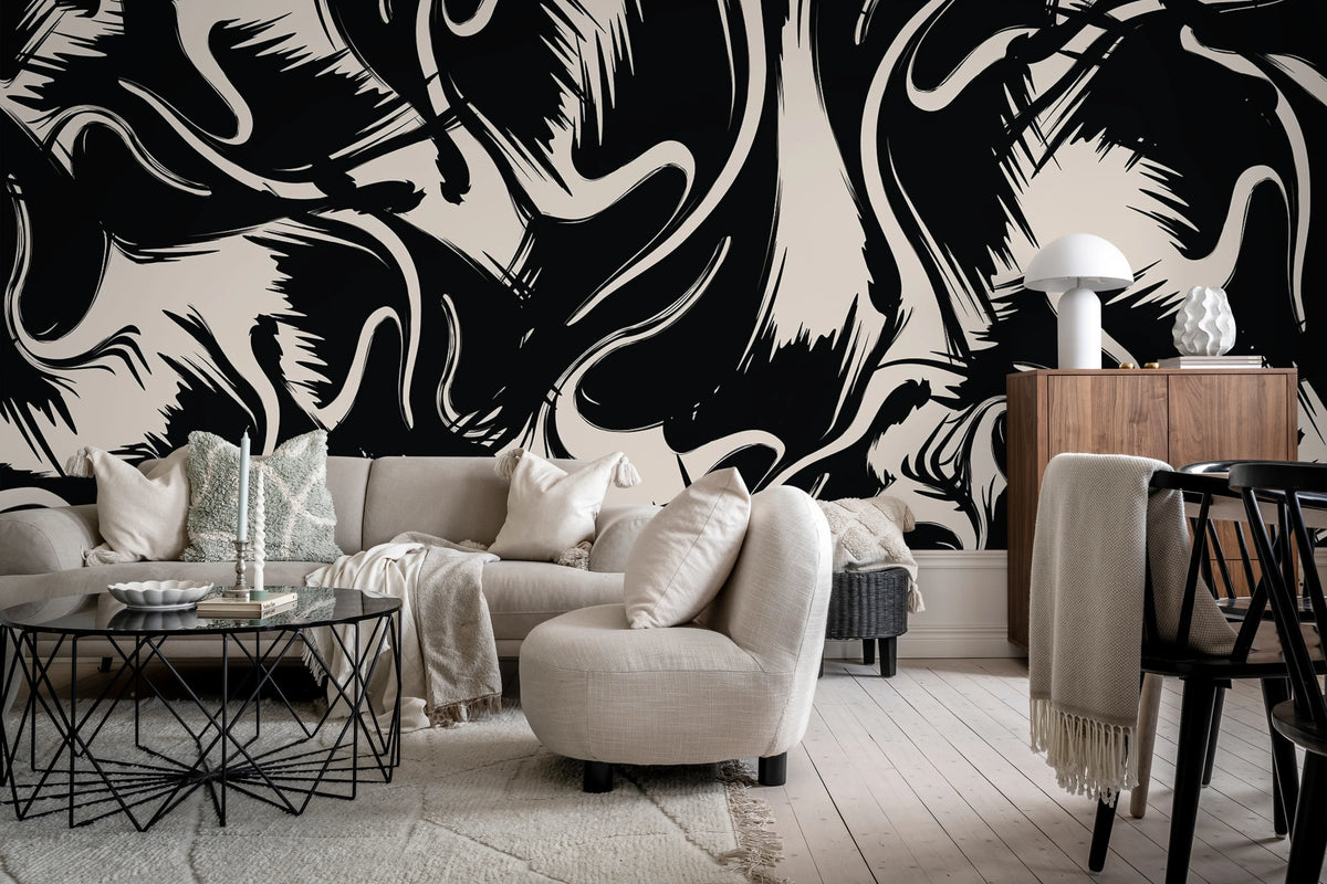 Artistic Shapes, Graphite Mural Wallpaper - room preview 03