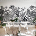 Birds Garden, Black & White Mural Wallpaper - room preview 03