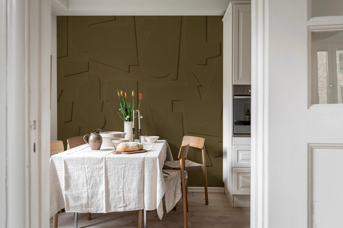 Abstract Wood, Brown Mural Wallpaper - room preview 03