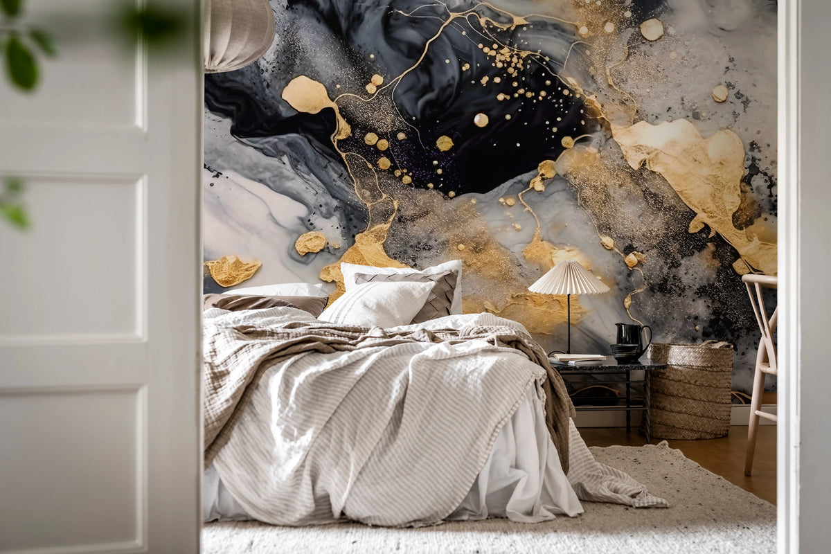 Marble Stream, Black Mural Wallpaper - room preview 03