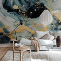 Marble Stream, Blue Mural Wallpaper - room preview 03