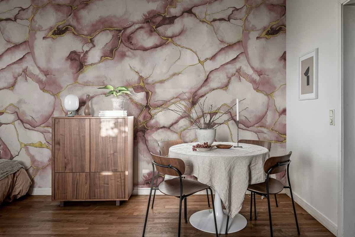 Agate Dreams, Pink Mural Wallpaper - room preview 03
