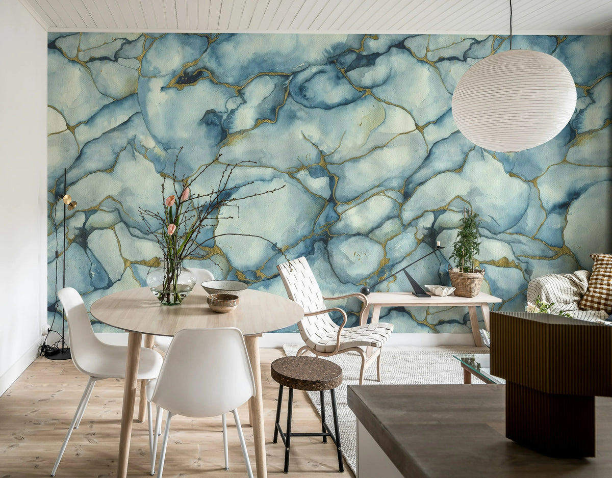 Agate Dreams, Blue Mural Wallpaper - room preview 03