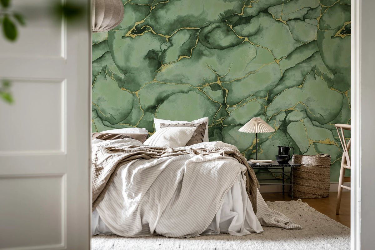 Agate Dreams, Green Mural Wallpaper - room preview 03