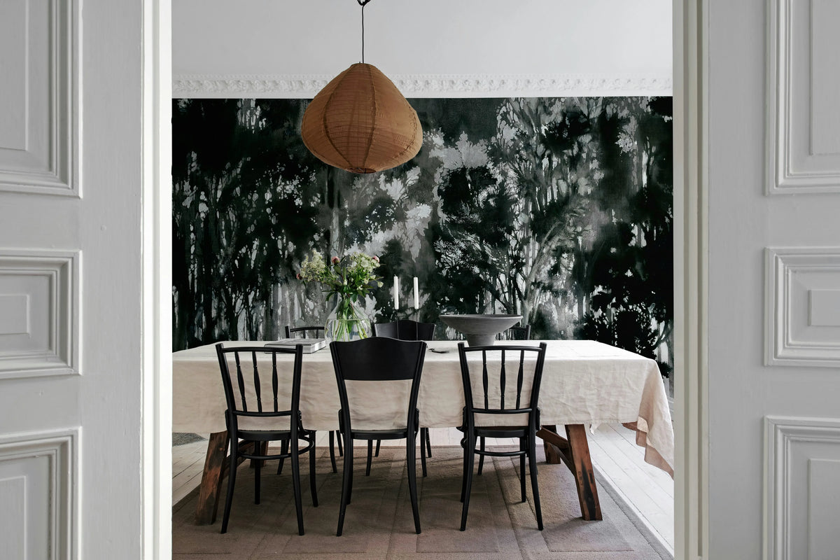Painted Forest, Black Mural Wallpaper - room preview 03